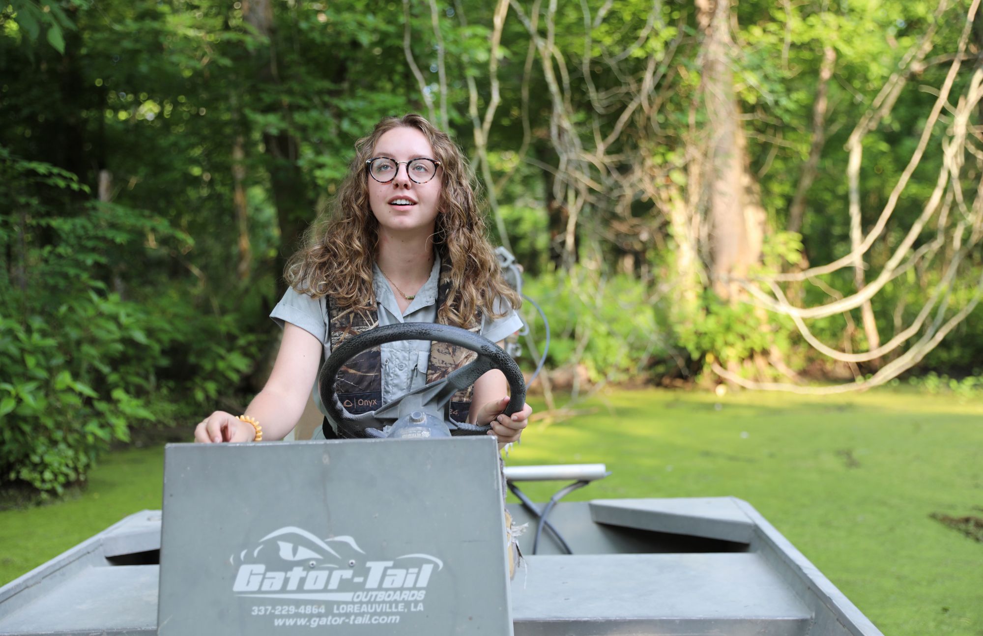 Student on boat