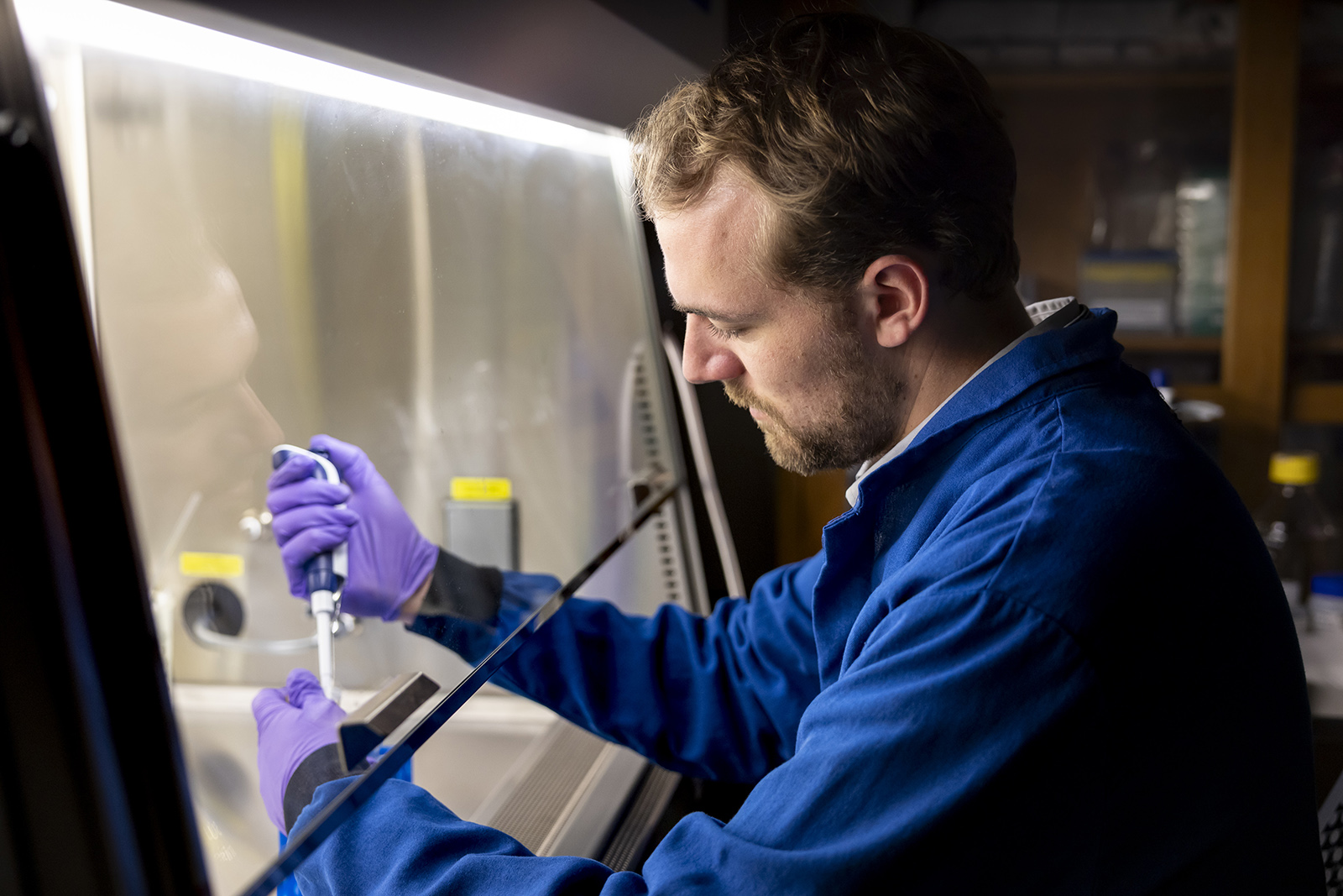 Jake Barras working in the lab