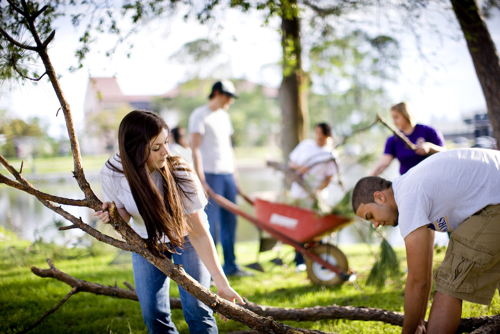 LSU community members volunteering