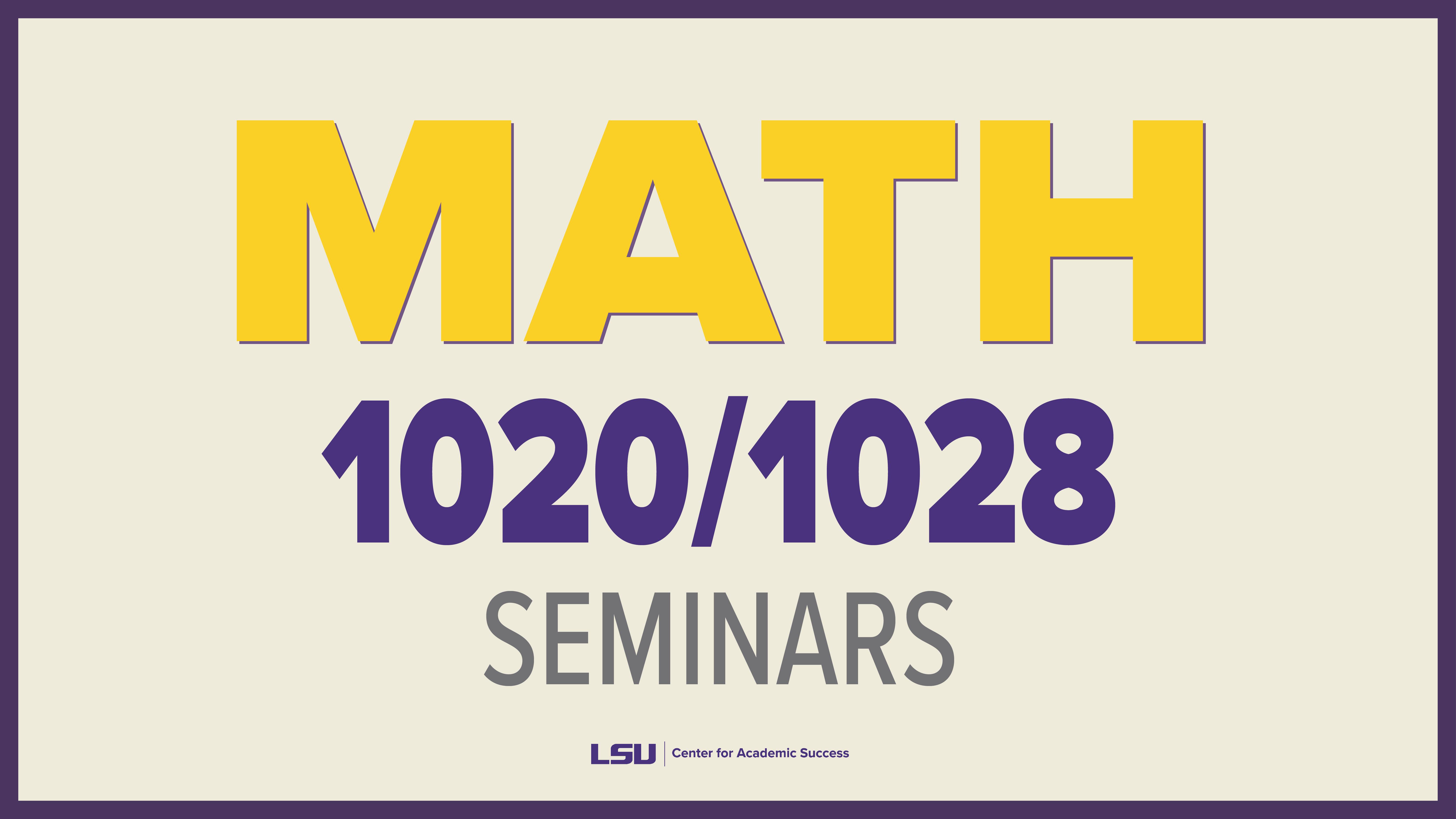 Math 1020/1028 Workshop Series