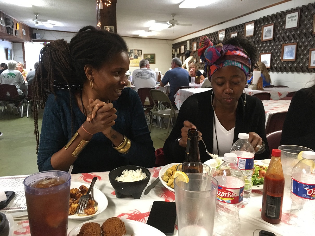 Exchange participants at lunch