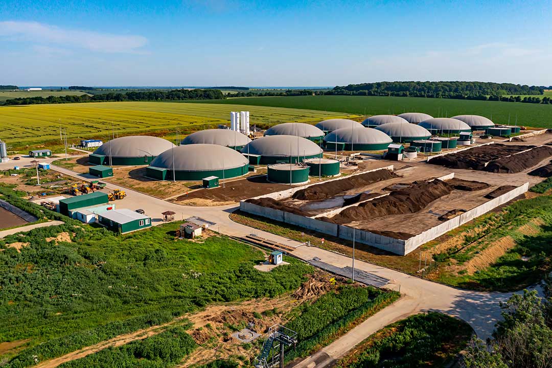 Biogas station at the green large field.