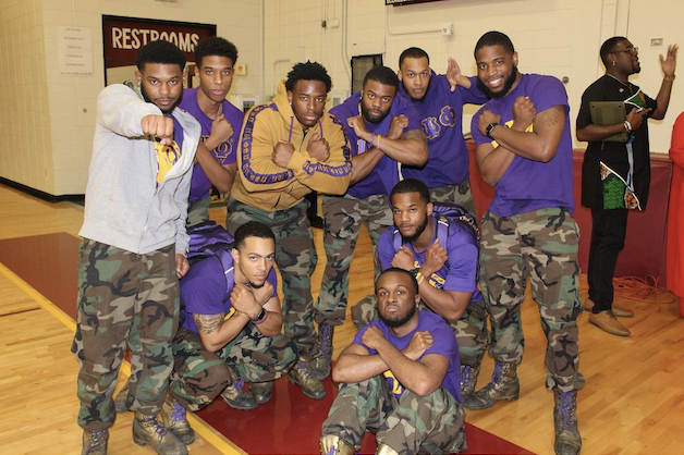 omega psi phi members at black history program