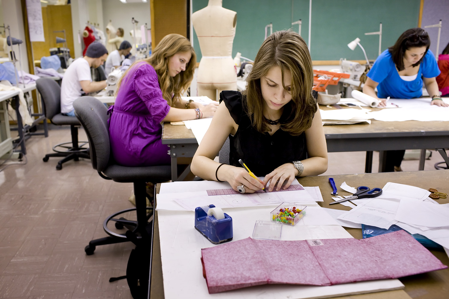 Photo of Fashion Design students.