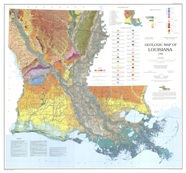 Geologic Map of Louisiana, 1984 Map